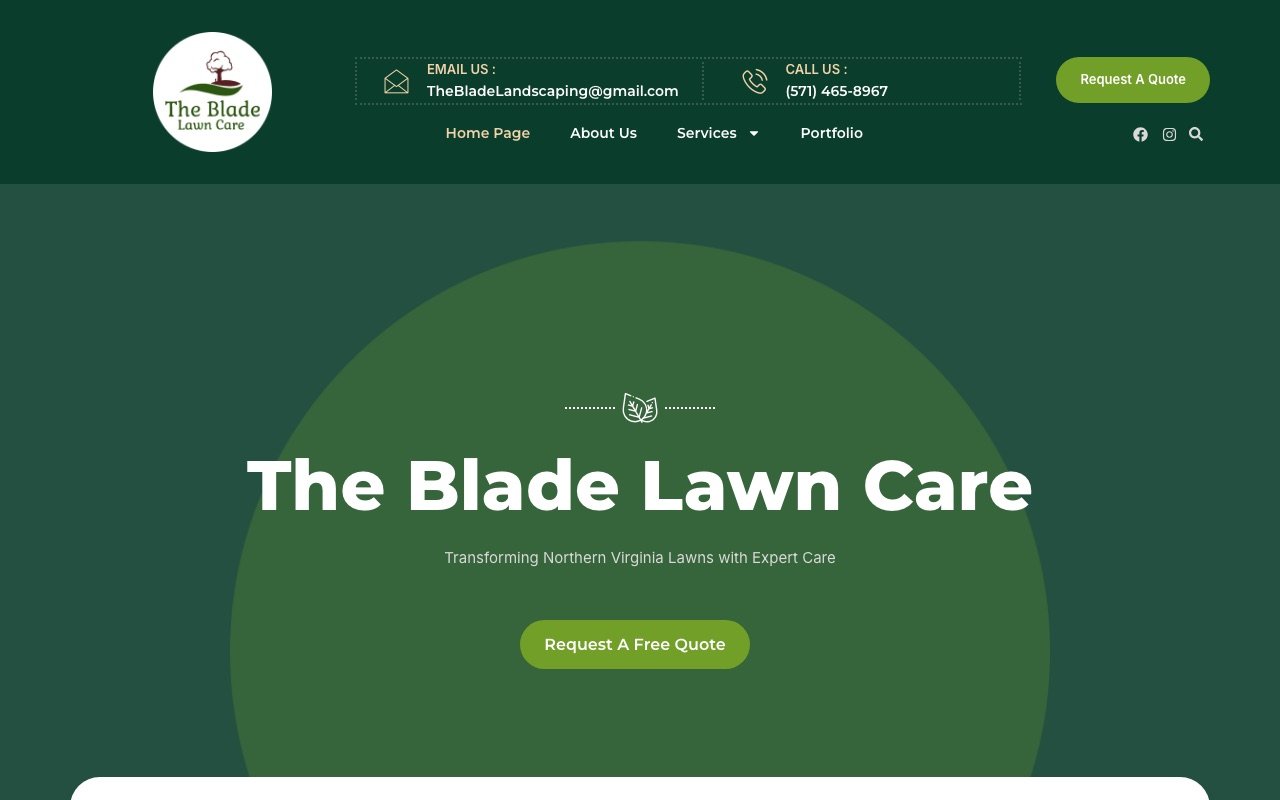 Screenshot of the The Blade Lawn Care website